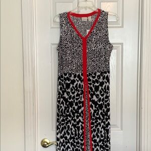 Chico's Black and White Animal Print  Sleeveless Maxi Dress with V-Neck